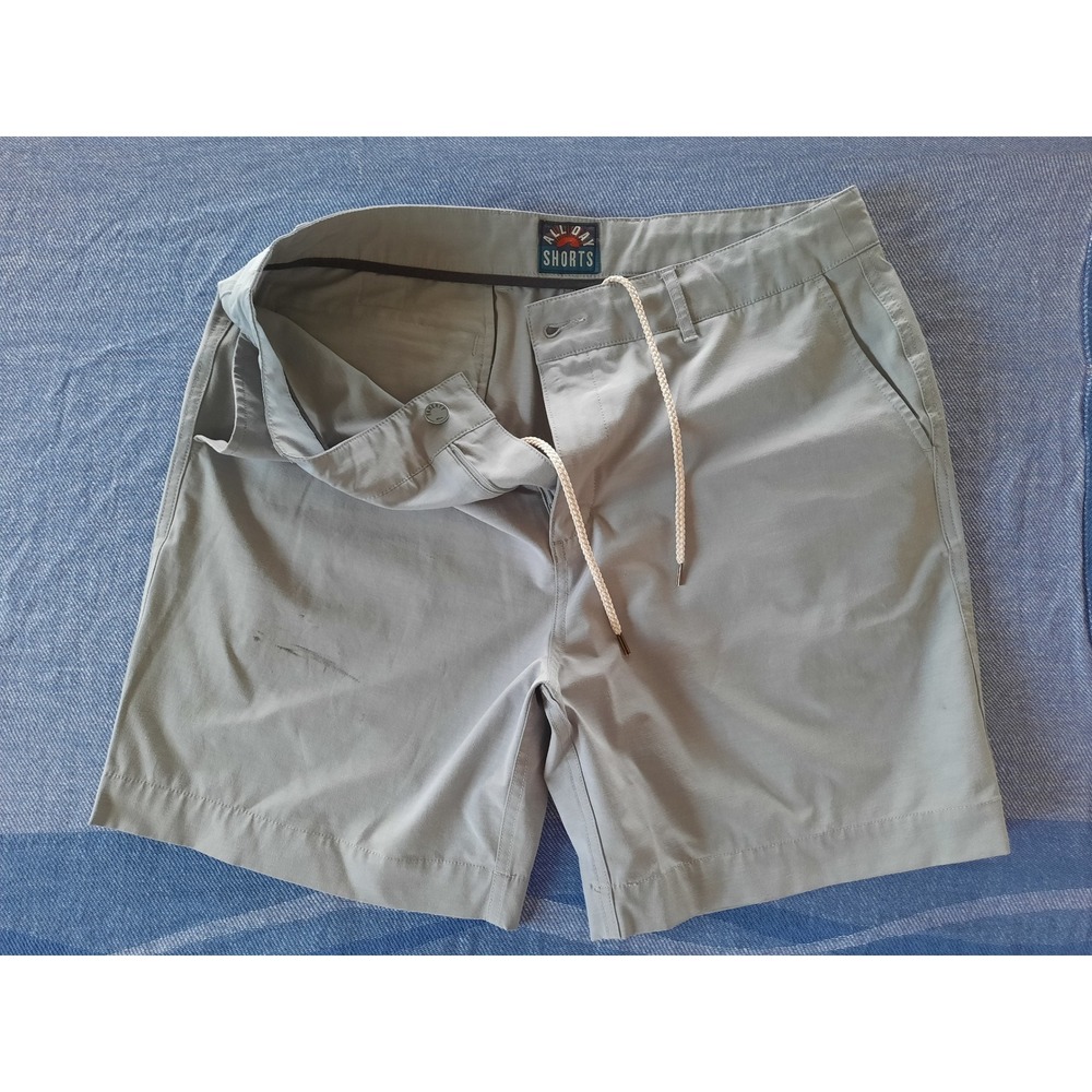Faherty All Day Shorts Mens 35x7in Gray Recycled Stretch Hybrid Swim Trunks SEE